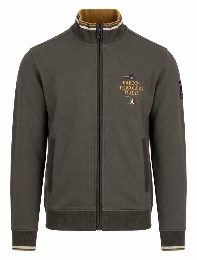 AERONAUTICA MILITARE FELPA FULL ZIP CARDIGAN CHESTNUT BISCUITS