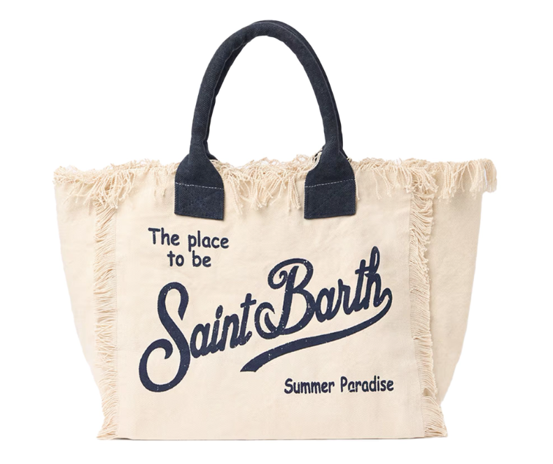 MC2 SAINT BARTH BORSA A SPALLA VANITY IN CANVAS DI COTONE BIANCO