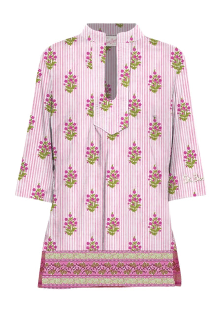 MC2 SAINT BARTH ABITO/COPRICOSTUME MACHA GOA FLORAL STRIPES ROSA