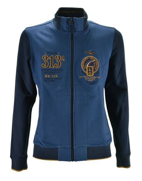 AERONAUTICA MILITARE FELPA ZIP FRECCE TRICOLORI 313 AVIO BLU NAVY