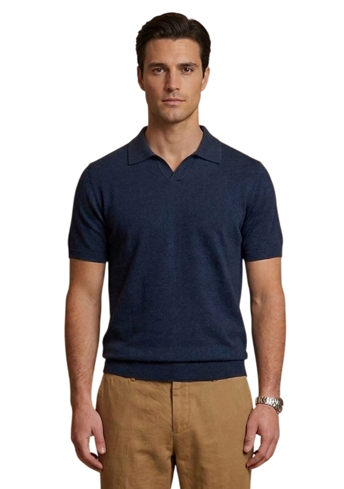 MARK MIDOR POLO CON SCOLLO A V IN COTONE COLORE BLU