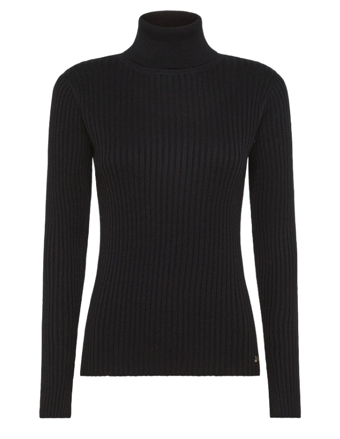 SUN68 DONNA TURTLE NECK MICRO RIB NERO