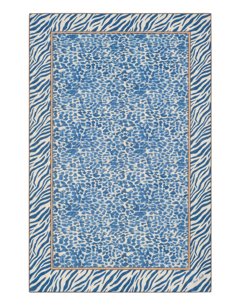MC2 SAINT BARTH PAREO SETA THAITI ANIMALIER AZZURRO