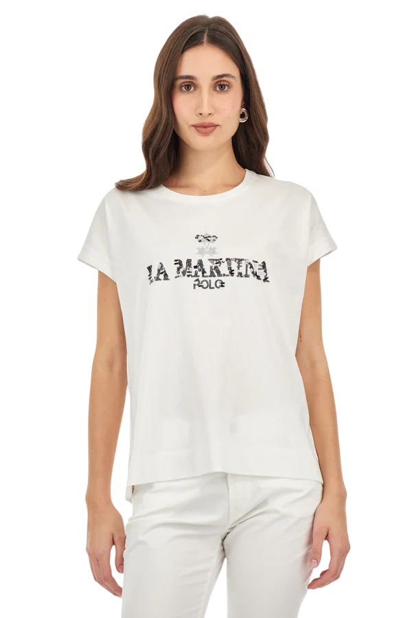 LA MARTINA T-SHIRT DONNA IN COTONE ADELINA COLORE OPTIC WHITE