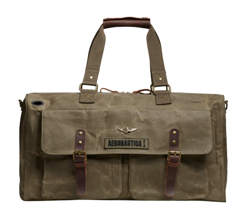AERONAUTICA MILITARE BORSONE MULTIFUNZIONE IN CANVAS CON LOGO KHAKI