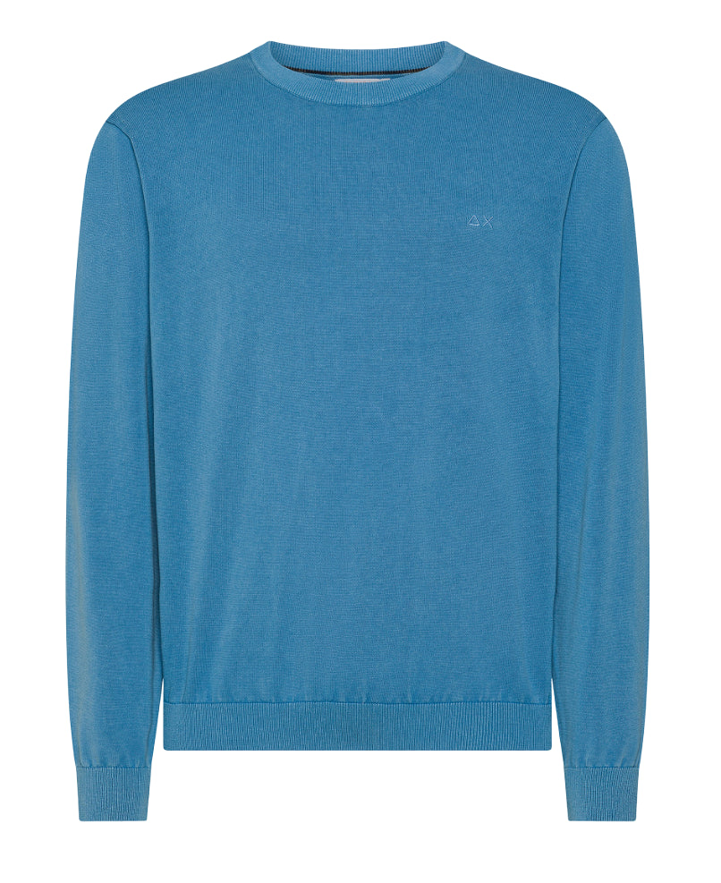 SUN68 UOMO MAGLIA SWEATER COTTON CREPE AVIO