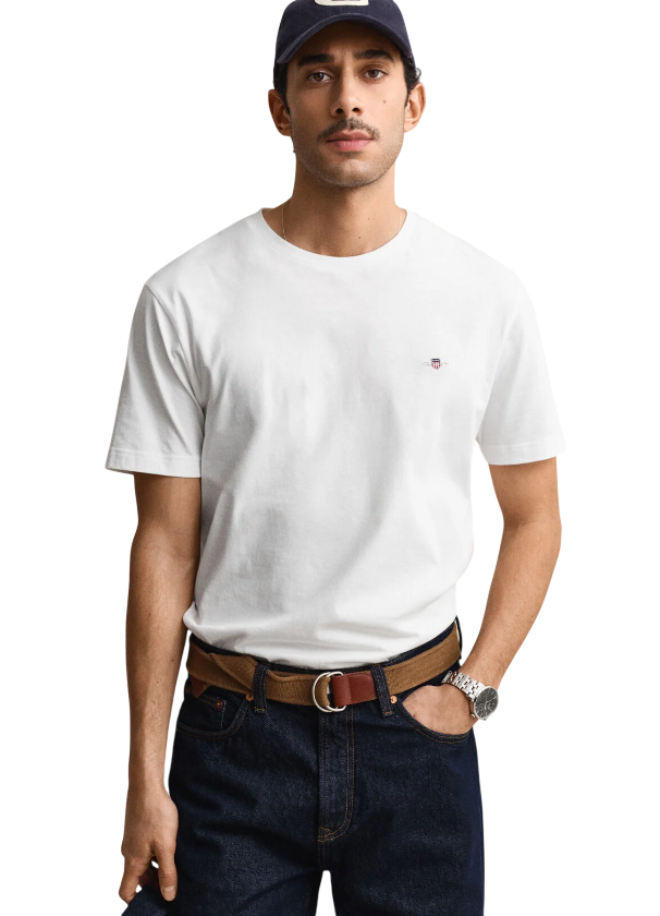 GANT T-SHIRT SLIM PIQUE WHITE EGGSHELL