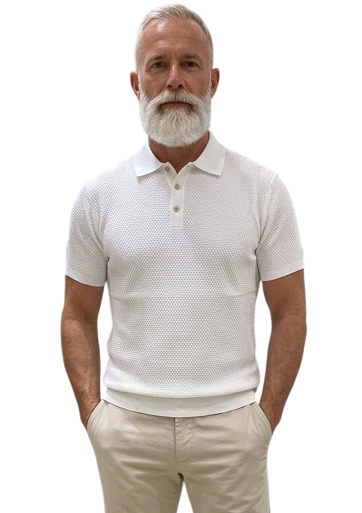 MARK MIDOR POLO IN COTTON CREPES COLORE BIANCO