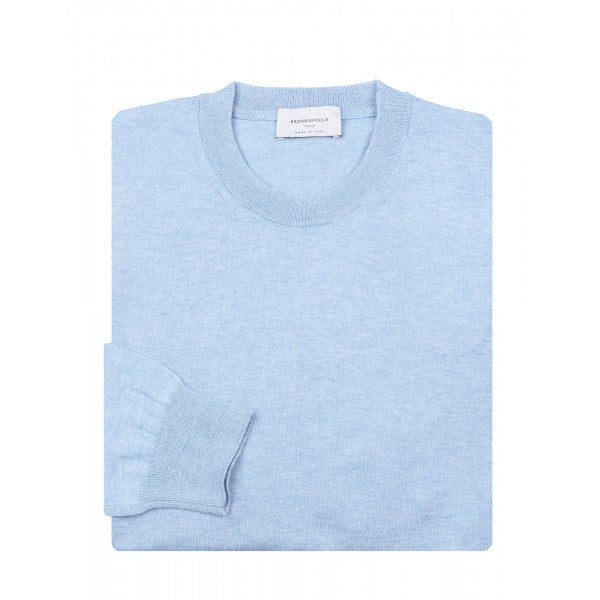 BROOKSFIELD MAGLIA GIROCOLLO IN COTONE E CASHMERE COLORE AZZURRO