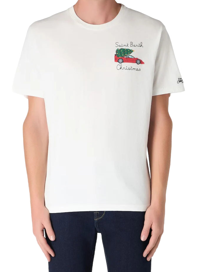 MC2 SAINT BARTH T-SHIRT SPEED CHRISTMAS COLORE BIANCO