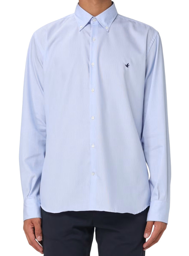 BROOKSFIELD CAMICIA IN COTONE CELESTE/BIANCO