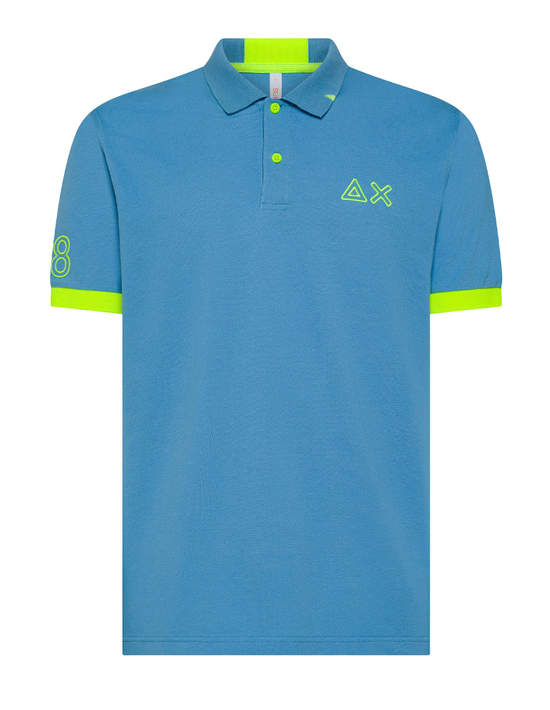 SUN68 UOMO POLO LOGO FLUO AVIO