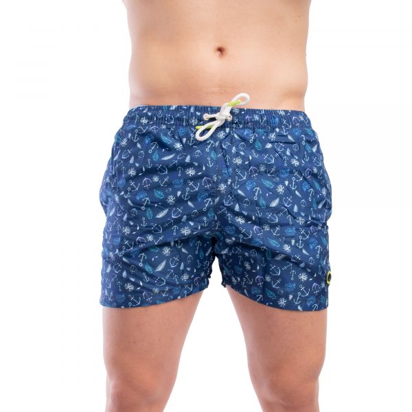 MARKUP A PANTALONCINO STAMPA ANCORA  ALL OVER COLORE BIANCO