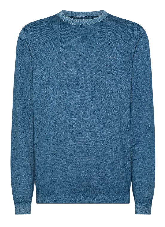 SUN68 UOMO MAGLIA IN LANA VINTAGE COLORE AVIO SCURO