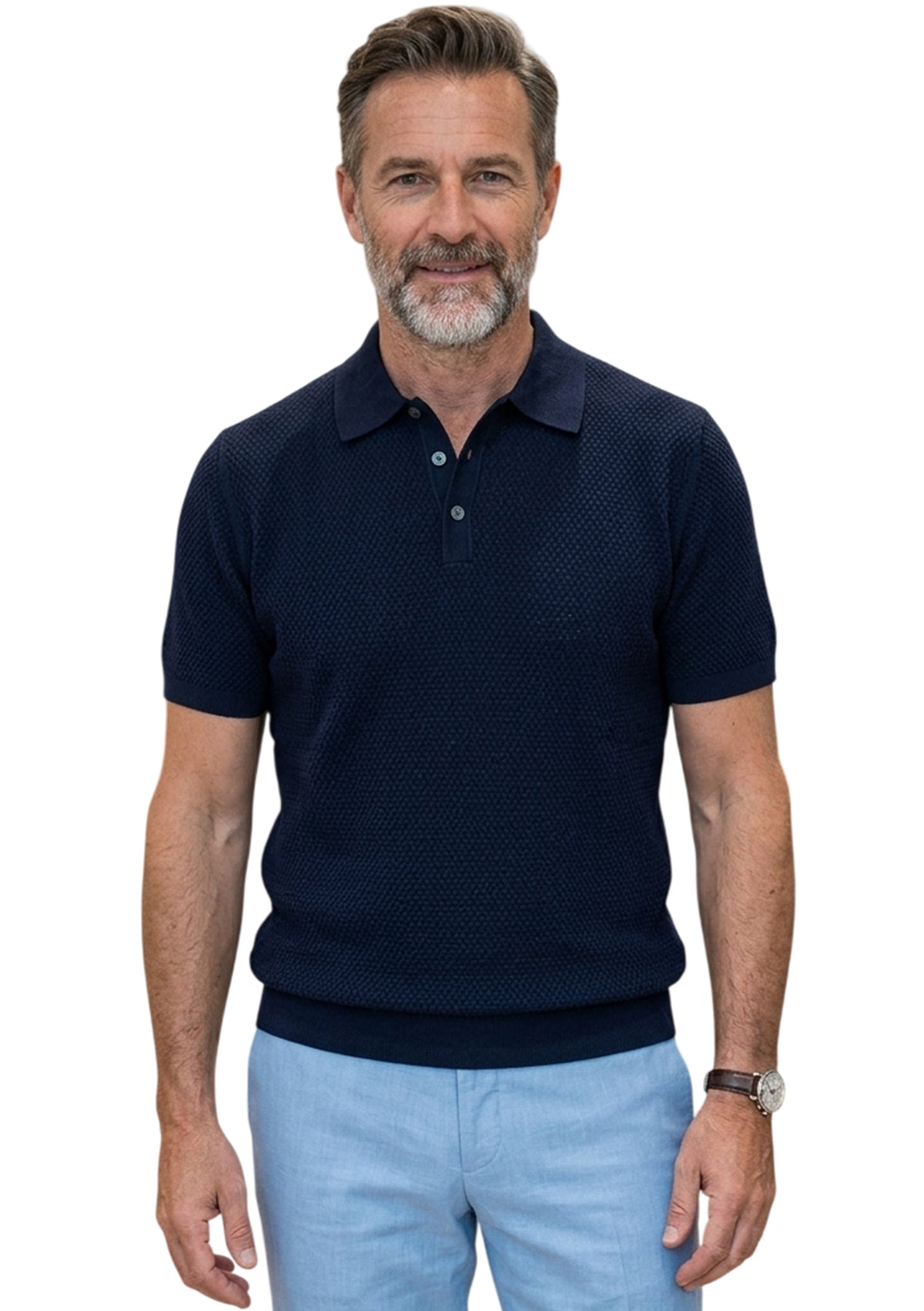 MARK MIDOR POLO IN COTTON CREPES COLORE BLU