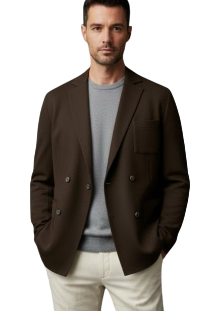 MARK MIDOR GIACCA MAGLIA DOPPIOPETTO IN MISTO LANA MORO