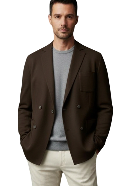 MARK MIDOR GIACCA MAGLIA DOPPIOPETTO IN MISTO LANA MORO