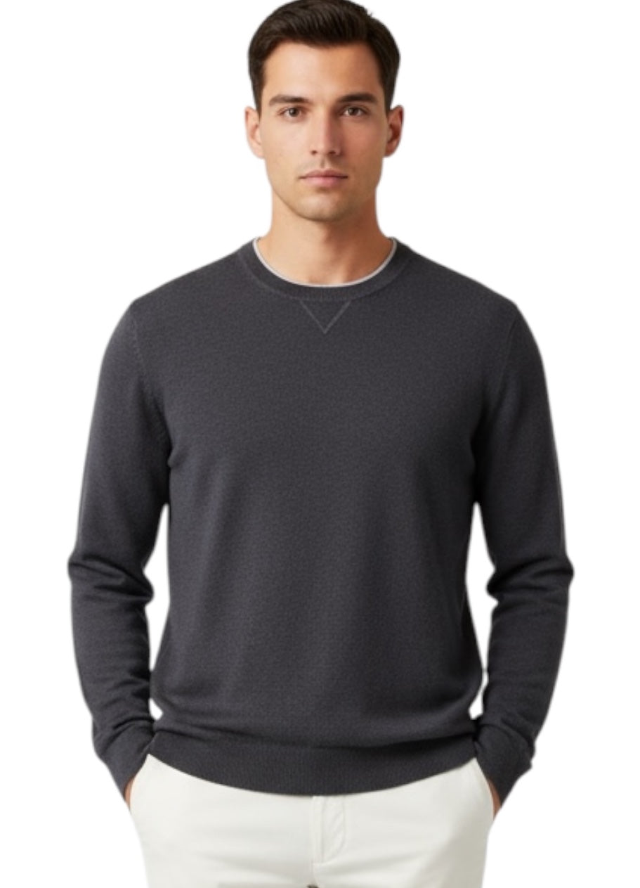 MARK MIDOR MAGLIA GIROCOLLO PROFILO A CONTRASTO COLORE GRIGIO GRAFITE