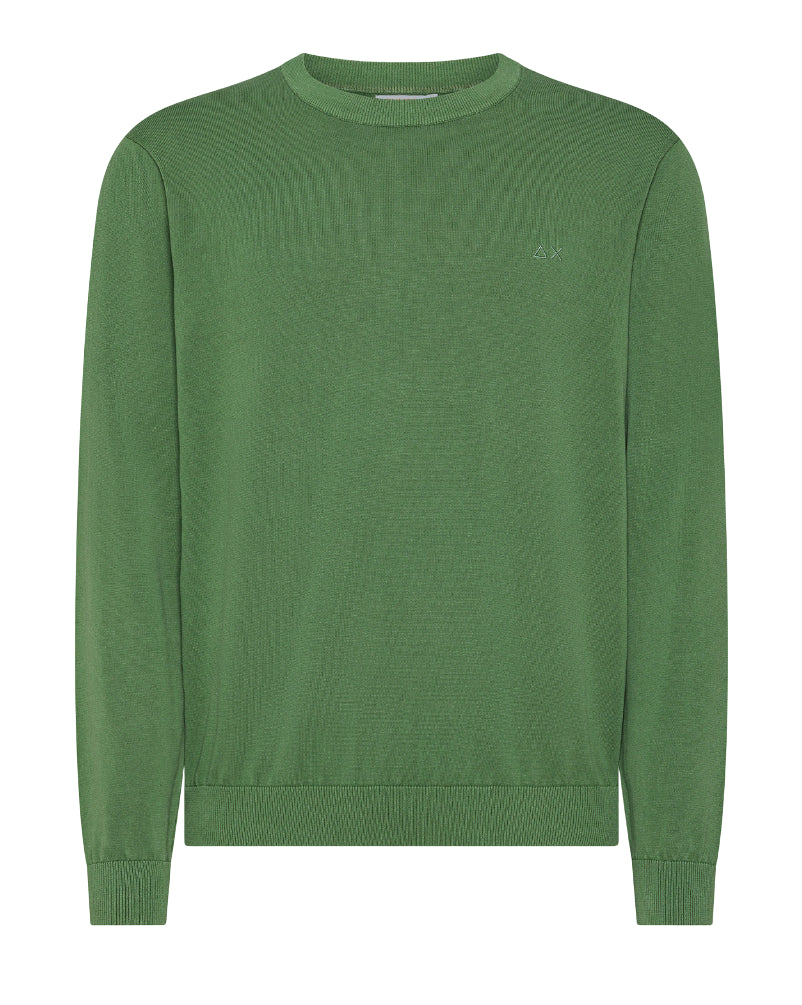 SUN68 UOMO MAGLIA SWEATER COTTON CREPE VERDE SALVIA