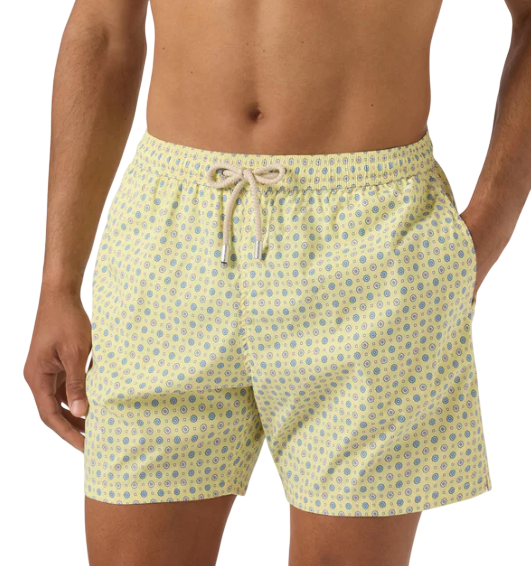 MC2 SAINT BARTH COSTUME DA BAGNO LIGHTING MICRO GIALLO CON STAMPA GEOMETRICA ALL-OVER