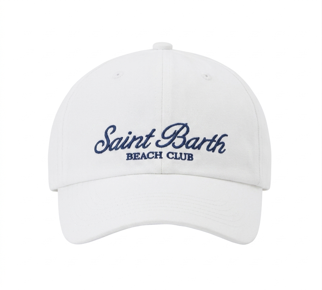 MC2 SAINT BARTH CAPPELLINO BASEBALL CON VISIERA IN COTONE BIANCO E LOGO RICAMATO