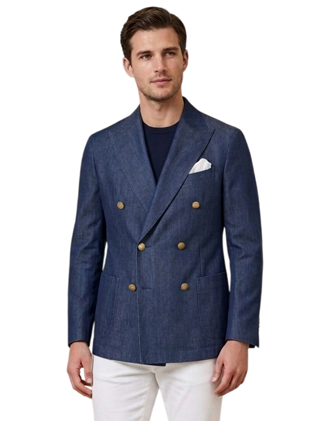 MARK MIDOR GIACCA DOPPIO PETTO MISTO COTONE DENIM