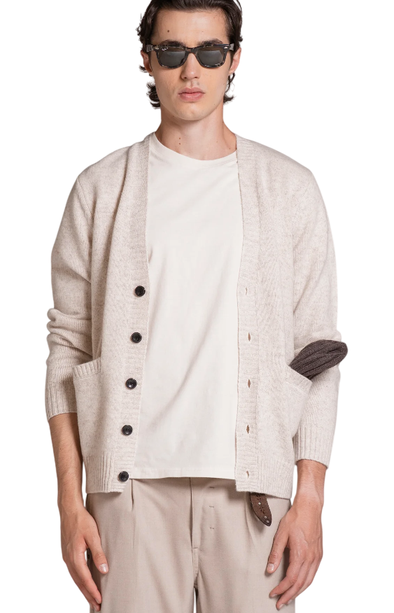 IMPURE BYRNE CARDIGAN BUTTON IN MOULINE' COLORE ECRU