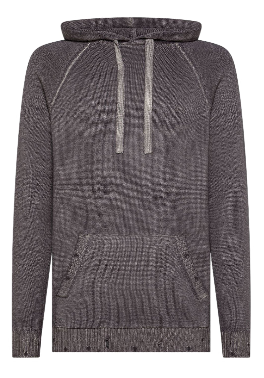 SUN68 UOMO MAGLIA IN LANA VINTAGE CON CAPPUCCIO GRIGIO SCURO