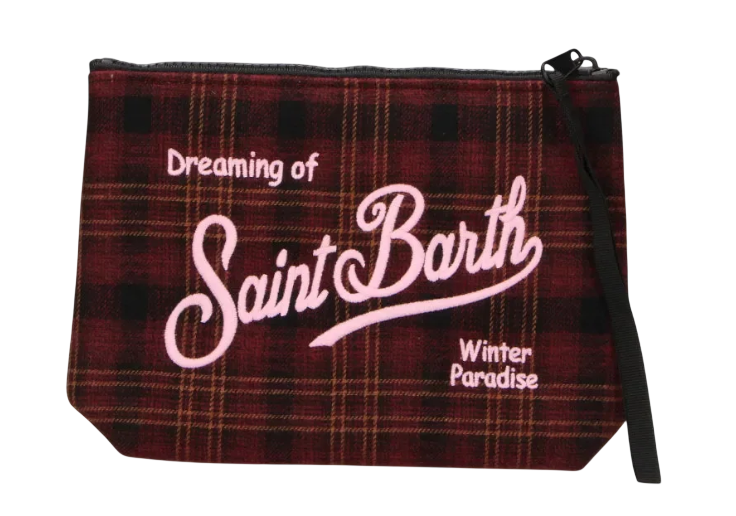 MC2 SAINT BARTH POCHETTE ALINE TARTAN BORDEAUX 4511 EMB