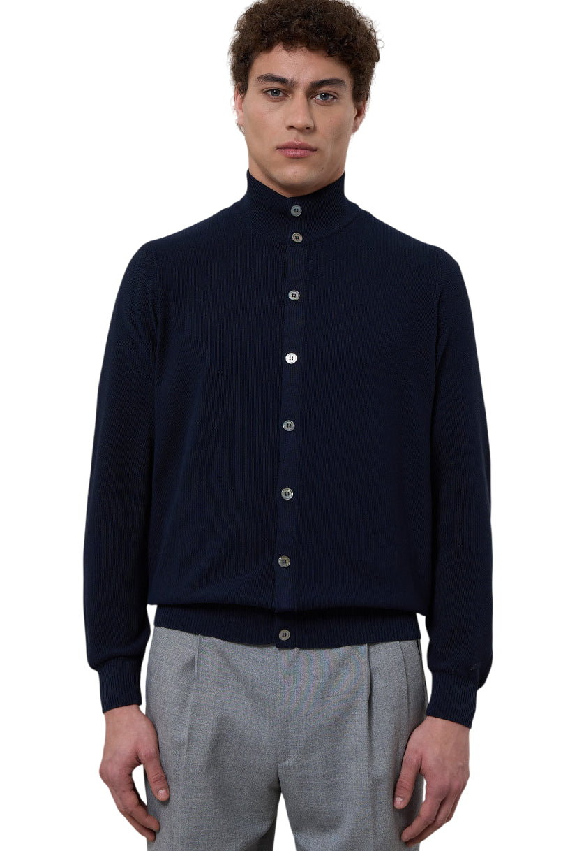 FILIPPO DE LAURENTIIS BLUSOTTO COTONE IN PUNTO RISO BLU NAVY