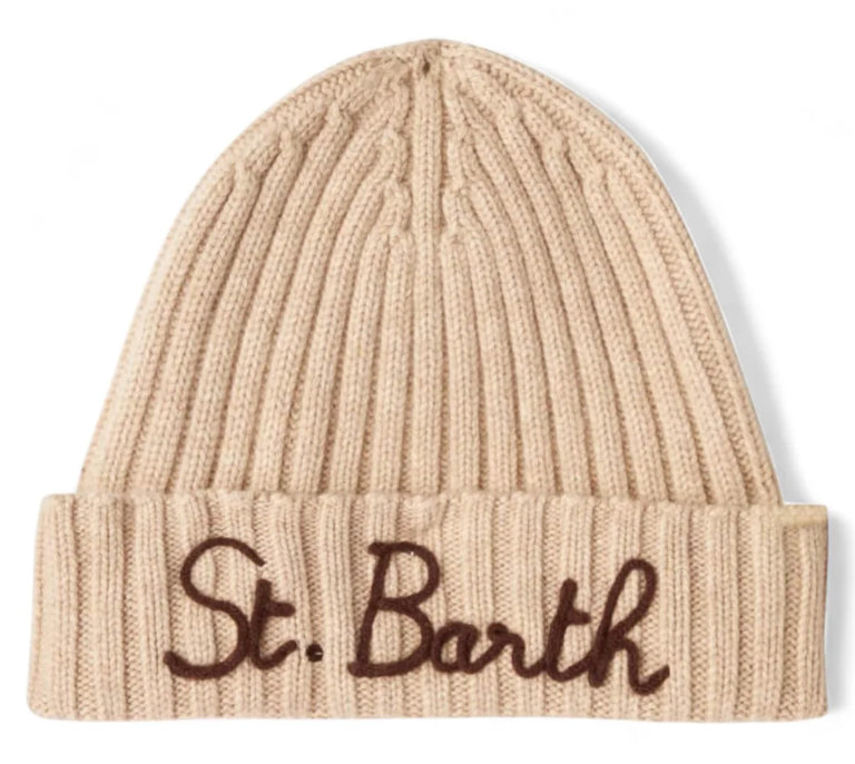 MC2 SAINT BARTH BERRETTO UOMO IN MAGLIA MISTO CASHMERE BEIGE