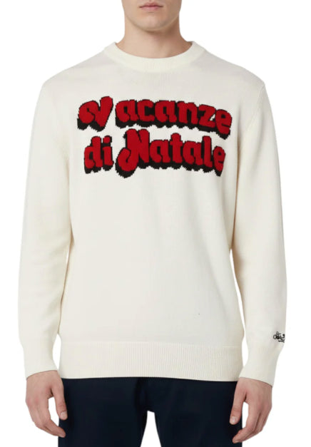 MC2 SAINT BARTH MAGLIONE HERON BIANCO CON JACQUARD VACANZE DI NATALE
