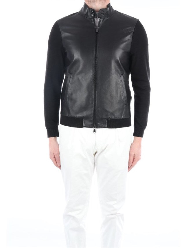 THE JACK LEATHER GIACCA ELVIS-KNIT NERA
