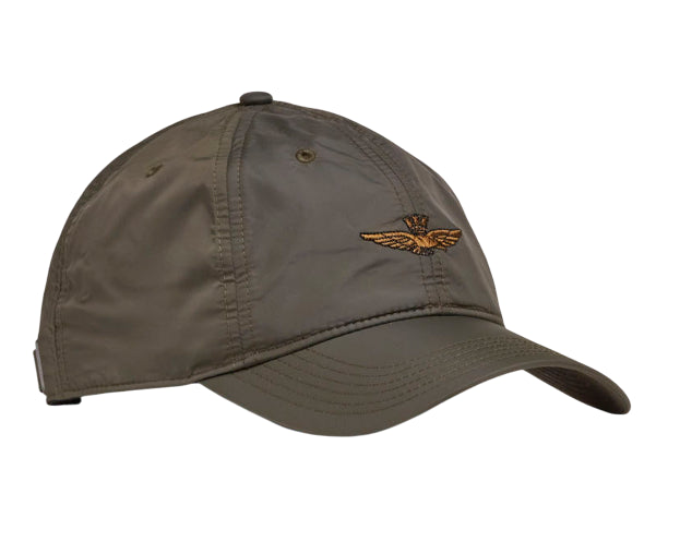 AERONAUTICA MILITARE CAPPELLO IN NYLON CON FODERA IN PILE DARK OLIVE