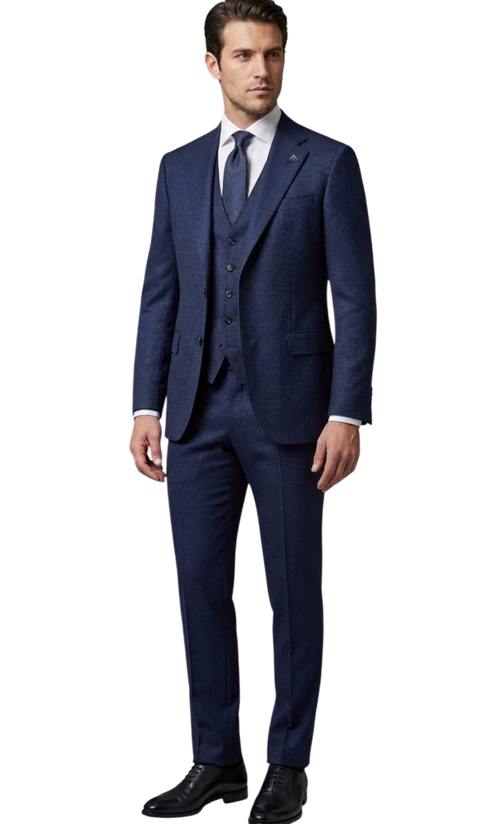 TAGLIATORE ABITO NAPOLI 3 PEZZI LANA V.S. 110'S NAVY