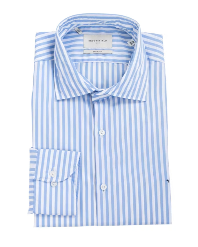 BROOKSFIELD CAMICIA CAMICIA COLLO SPREAD SLIM FIT A RIGHE AZZURRO BIANCO