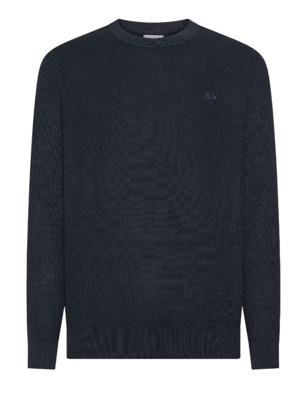 SUN68 UOMO MAGLIA IN COTONE BLU NAVY