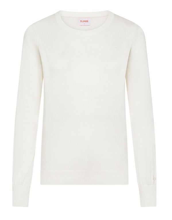 SUN68 DONNA MAGLIA IN COTONE BIANCO PANNA