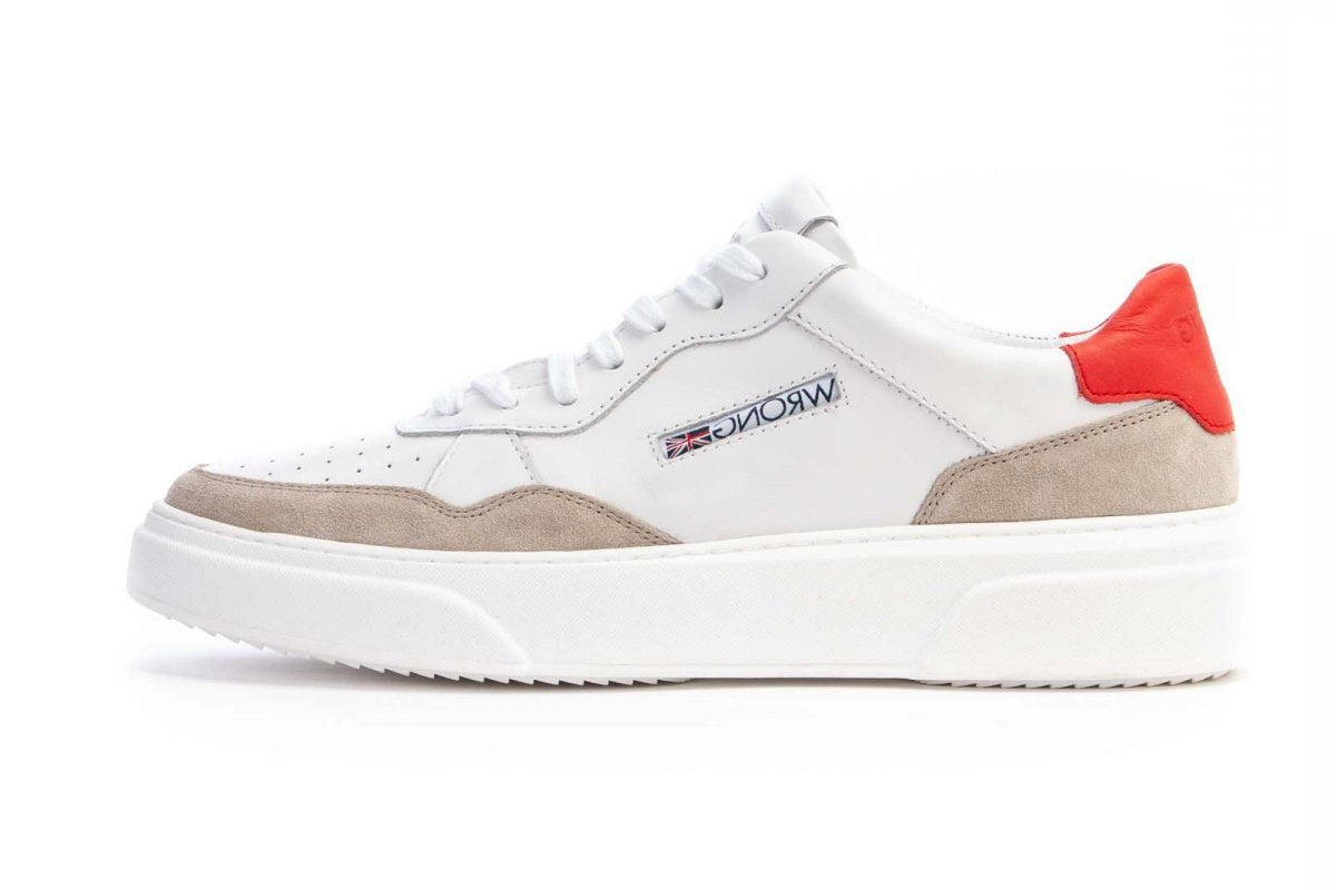WRONG SNEAKERS OMYX IN PELLE COLORE BIANCO & ARANCIO