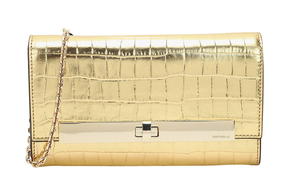 COCCINELLE BORSA A TRACOLLA MOTIVO CROCO COLORE PLATINO