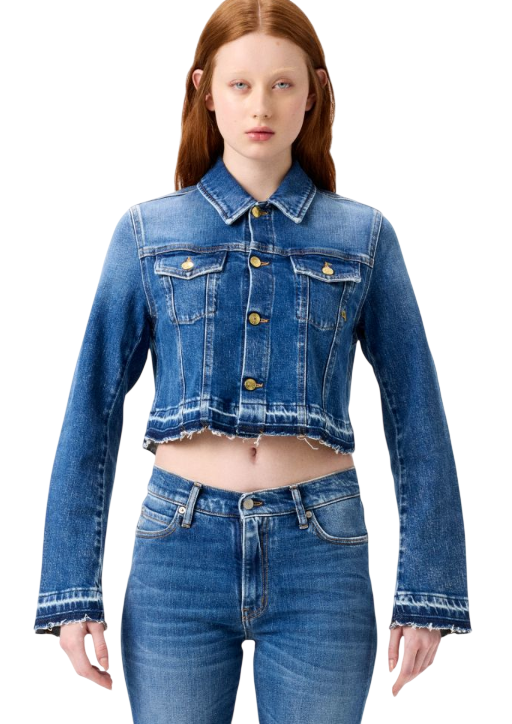 CYCLE GIACCA JEANS TRUCKER MILU' SLIM FIT NAVY BLUE