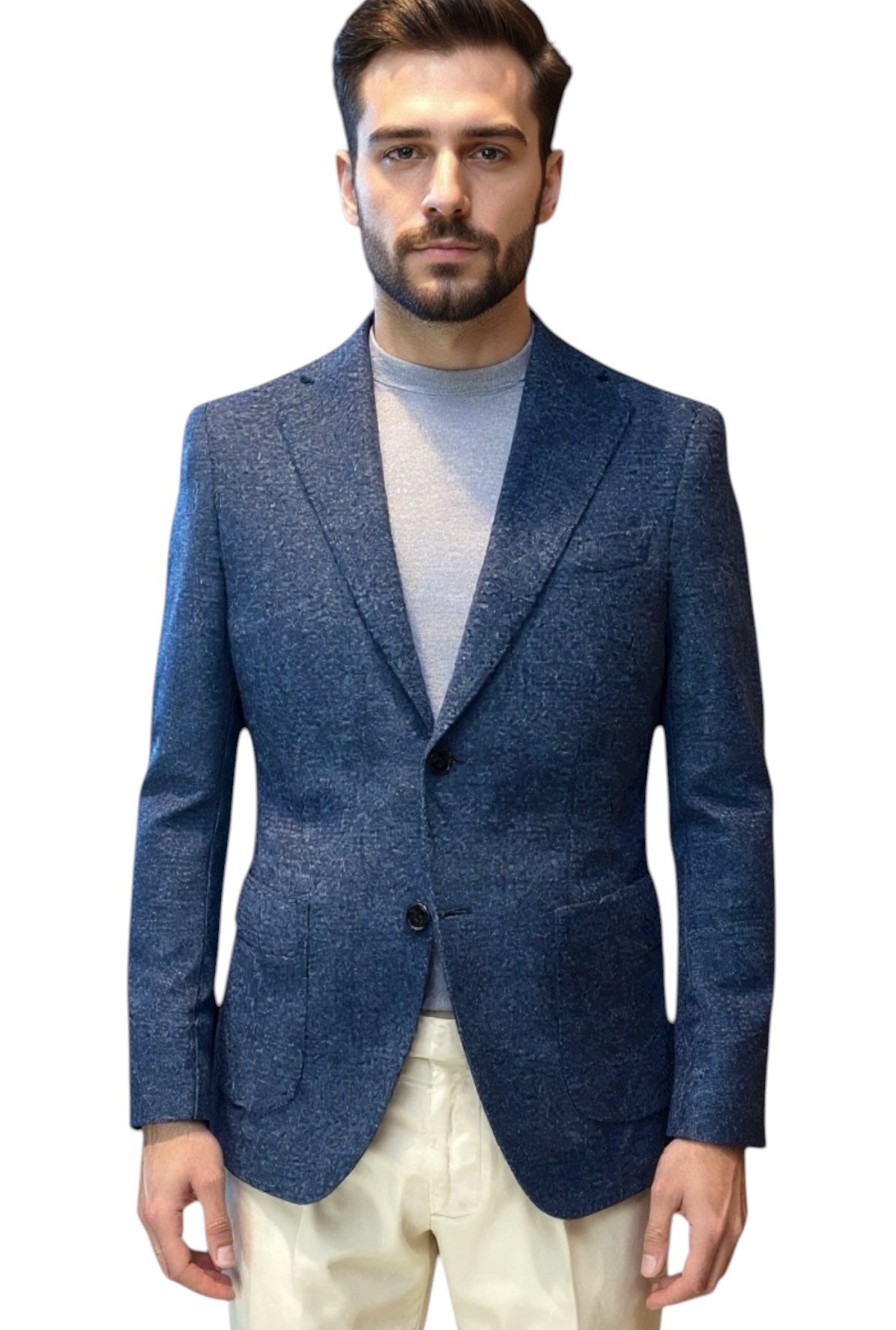 MARK MIDOR GIACCA MONOPETTO IN MISTO LANA COLORE BLU