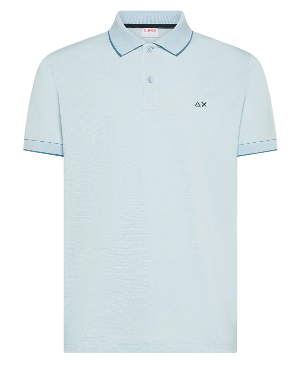 SUN68 UOMO POLO CON DETTAGLI A CONTRASTO IN COTONE AZZURRO