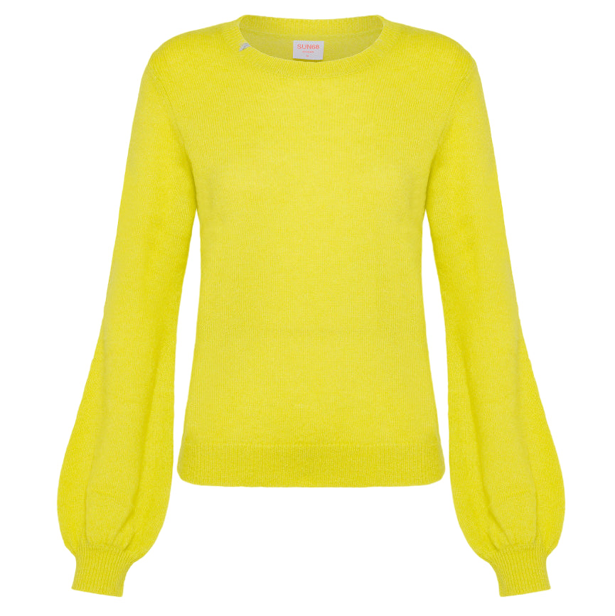 SUN68 DONNA MAGLIA ROUND NECK ALPACA SOLID LIME