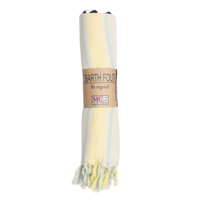 MC2 SAINT BARTH TELO MARE IN COTONE A RIGHE GIALLO BIANCO 9261 EMB