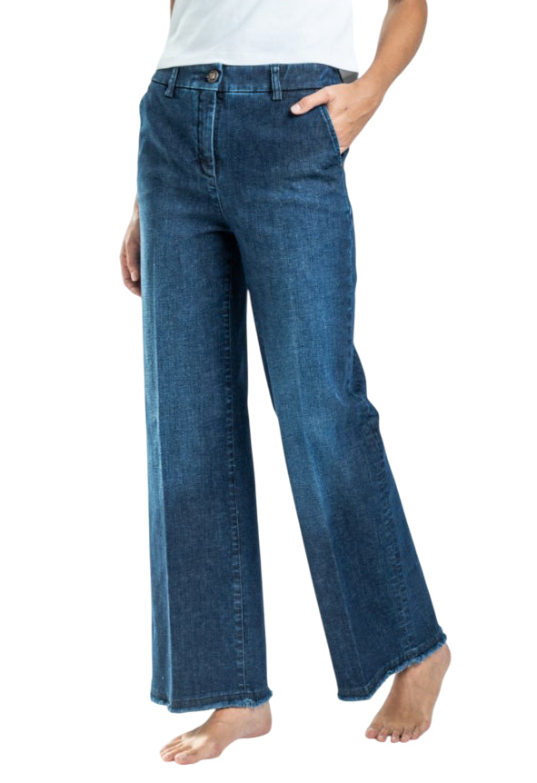 VIA MASINI 80 JEANS 5 TASCHE GAMBA LARGA COLORE ZAFFIRO