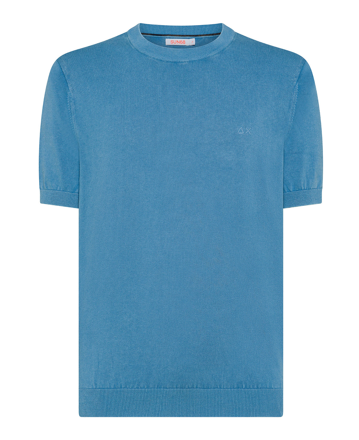 SUN68 UOMO T-SHIRT SWEATER COTTON CREPE AVIO