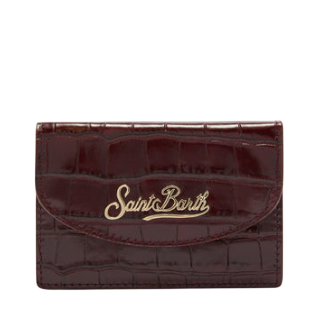 MC2 SAINT BARTH PORTACARTE BORDEAUX IN PELLE CON STAMPA COCCO