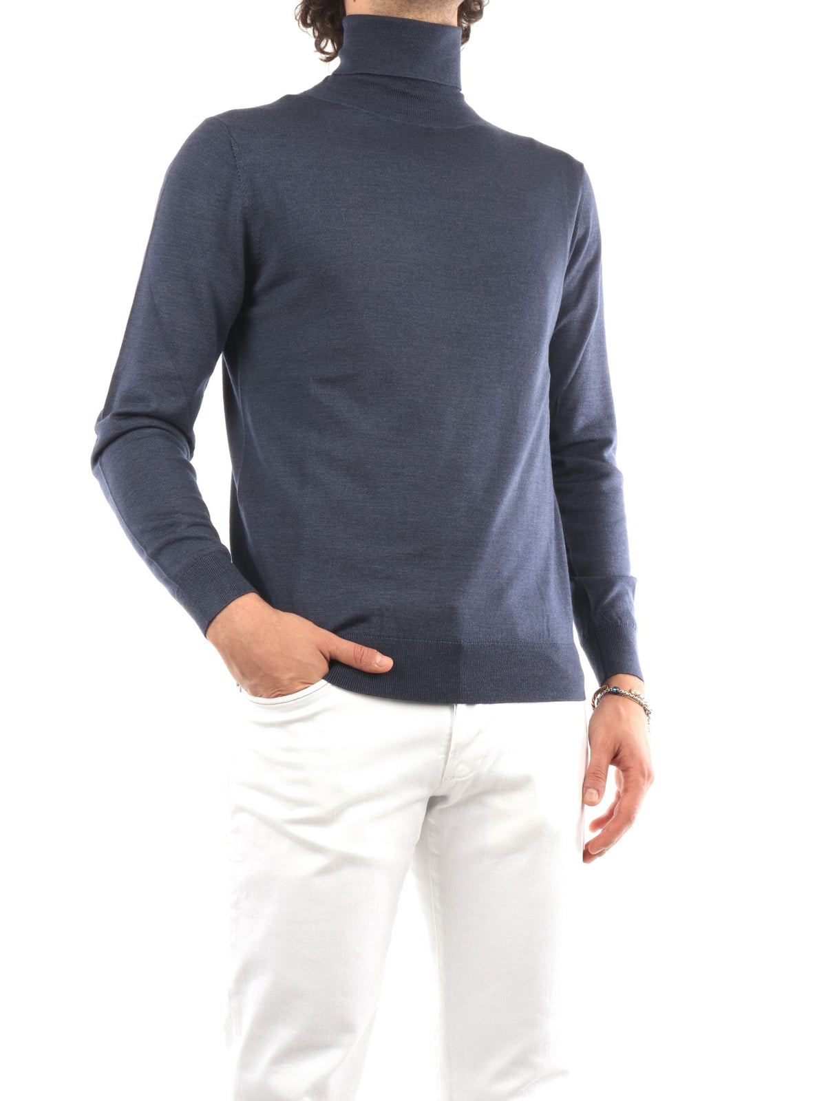 MARK MIDOR MAGLIONE ULTRAFINE A COLLO ALTO COLORE DENIM