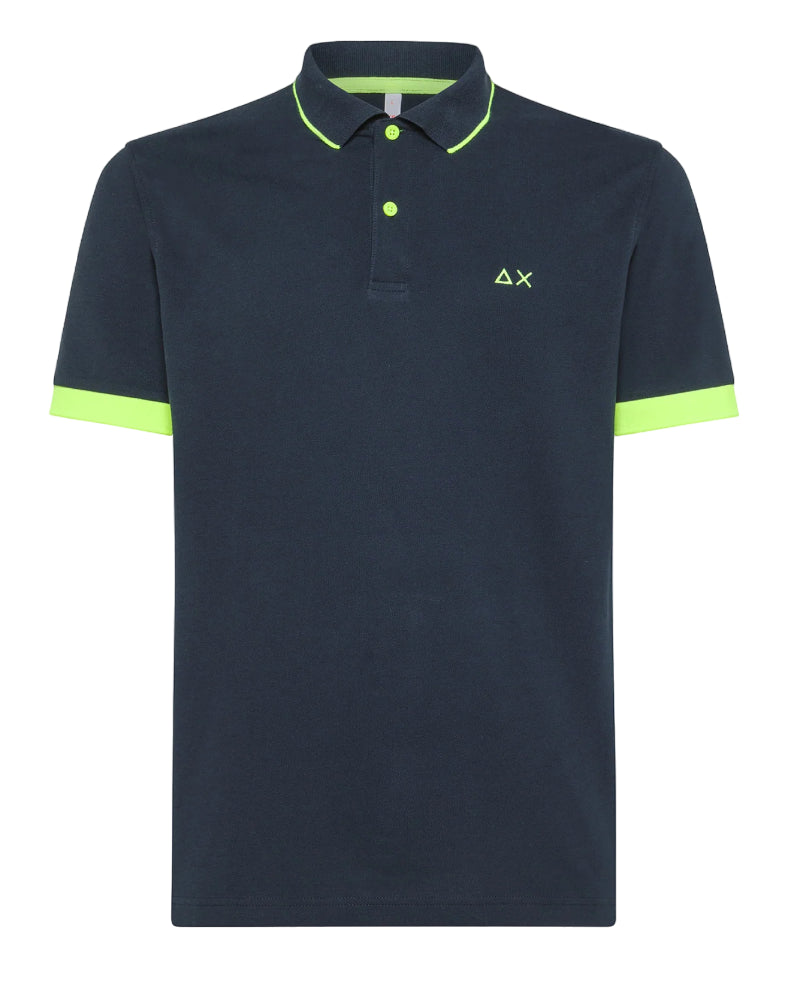 SUN68 POLO UOMO SMALL STRIPE FLUO BLU NAVY